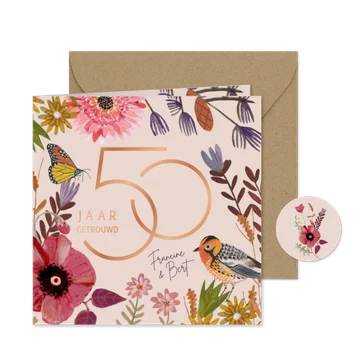 Huwelijks jubileum 50 jaar bloemen & vogel
